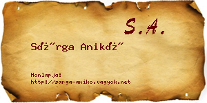 Sárga Anikó névjegykártya